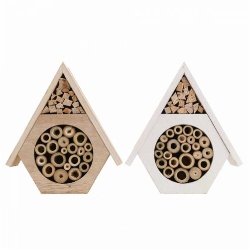 Insect Hotel Honeycomb Bee Hotel Wood White Natural H18,5cm 2vnt