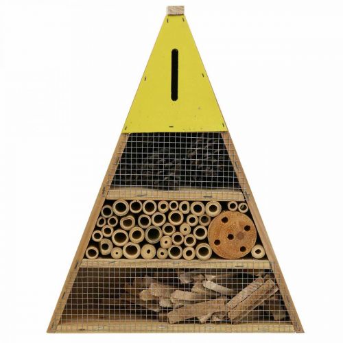 Floristik24 Vabzdžių viešbutis Vabzdžių namas Mediena Žalia Geltona 30,5x39cm