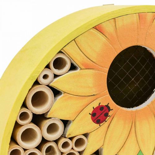 Floristik24 Vabzdžių viešbutis Apvalus medinis vabzdžių namas Geltona saulėgrąža Ø25cm