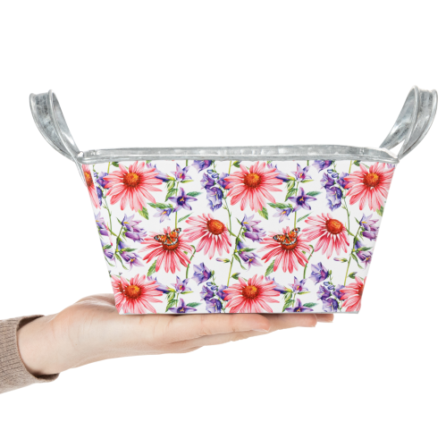 daiktų Jardiniere pavasarinė gėlių dėžutė metalinė dekoracija 20 × 12,5 × 10 cm