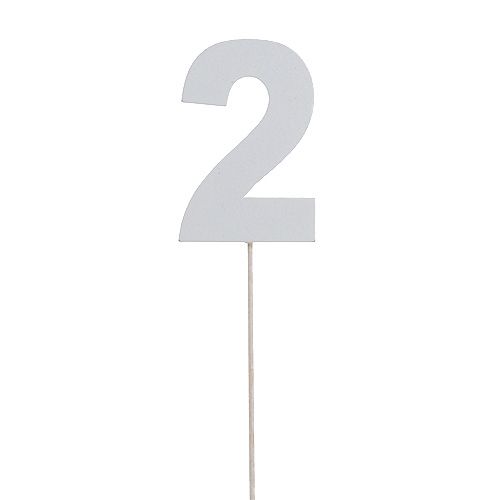 Jubiliejinis numeris &quot;2&quot; ant pagaliuko baltas L27cm 10vnt