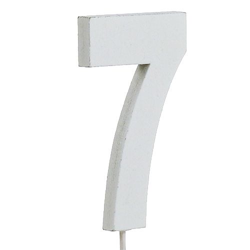 Jubiliejinis numeris &quot;7&quot; ant pagaliuko baltas L27cm 10vnt