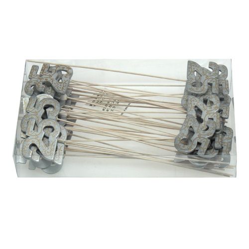 Floristik24 Jubiliejinis numeris "25" pagamintas iš medžio sidabro 36vnt