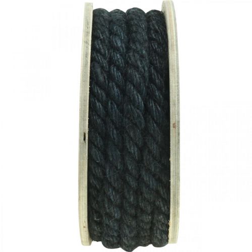 Floristik24 Džiuto virvelė juoda, dekoratyvinė virvelė, natūralus džiuto pluoštas, dekoratyvinė virvė Ø8mm 7m