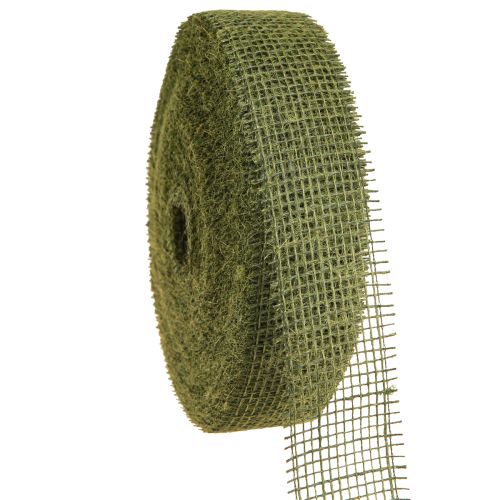 Floristik24 Džiuto juosta tinklelis juostelė dekoratyvinė juostelė žalios alyvuogės spalvos 5cm 40m