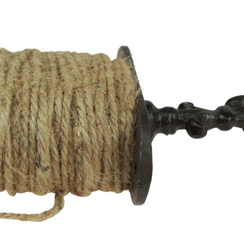 daiktų Džiuto virvelė ant vintažinio ketaus ritės 12×4,5×32 cm