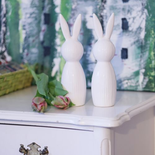 daiktų Paprasta triušio figūrėlė kaip dekoratyvinis elementas šiuolaikinėms pavasarinėms kompozicijoms, 22 cm, 2 dalys