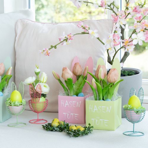 daiktų Vielinis triušis kaip atviras dekoratyvinis objektas modernioms pavasario ir Velykų idėjoms, 16 cm, 3 vnt.