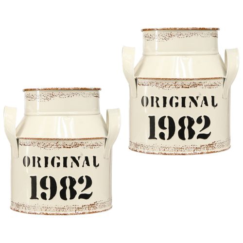 daiktų Ąsočio metalinė dekoracija "Original 1982" Cream Rust H16cm 2vnt.