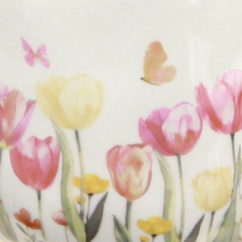 daiktų Keraminis ąsotis su gėlių motyvu pavasariškiems akcentams svetainėje 20 cm