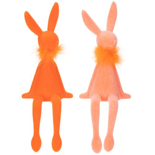 daiktų Velykinio zuikio figūrėlė ant lentynos, sėdinti Velykinio zuikio figūrėlė Velykoms ir pavasariui, 27 cm, 2 dalys