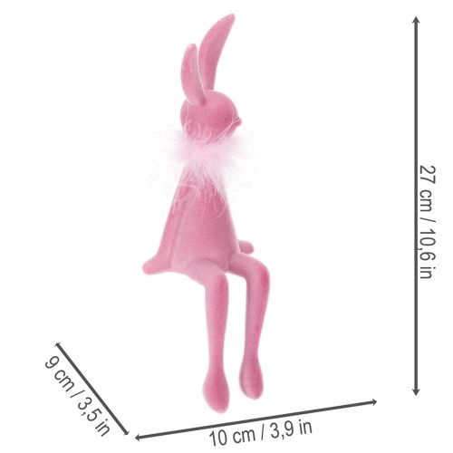 daiktų Velykų zuikučio figūrėlė su plunksnų boa, lentynos padėklas, dekoratyvinė Velykų figūrėlė, 27 cm, 2 dalys