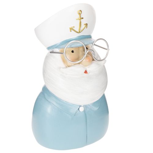 Kapitono figūrėlė, jūrinė dekoracija su akiniais ir skrybėle, 16 cm