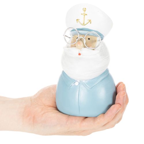 Kapitono figūrėlė, jūrinė dekoracija su akiniais ir skrybėle, 16 cm | Floristik24.lt