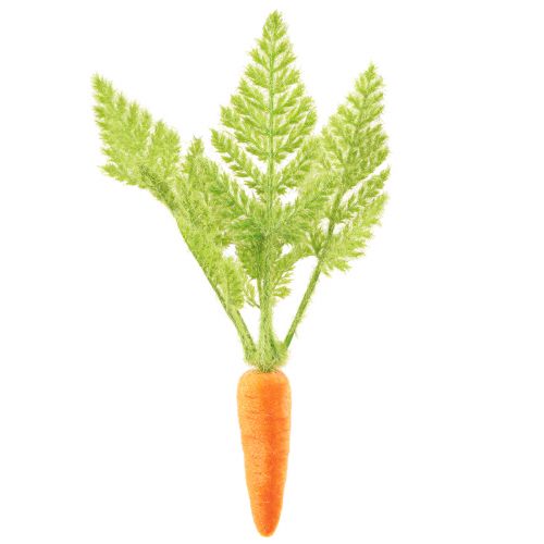 Floristik24 Morkų dekoravimas morkos flokuotos oranžinės žalios H23cm 8 vnt