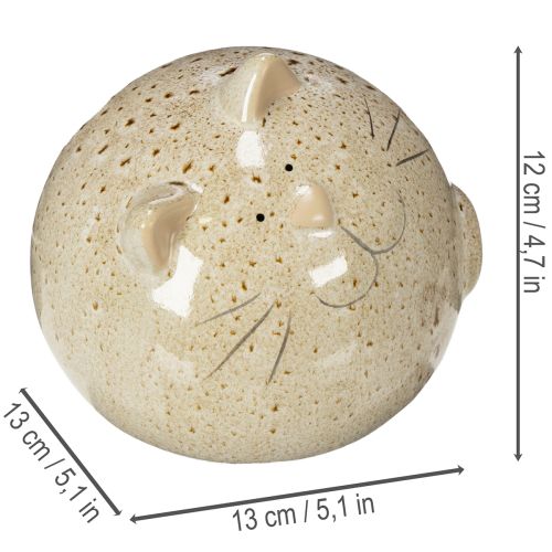 daiktų Keraminė katės dekoratyvinė figūrėlė, apvali, svetainei arba miegamajam, 13 cm, 2 dalys
