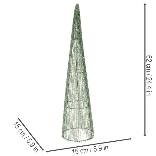 Metaliniai gėlių kūgiai, žali, gėlių kompozicijoms, 62 cm, 2 vnt. | Floristik24.lt