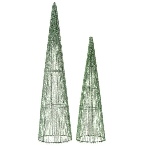 Metaliniai gėlių kūgiai, žali, gėlių kompozicijoms, 62 cm, 2 vnt. | Floristik24.lt