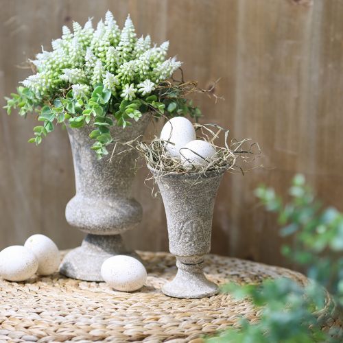 Floristik24 Senovinio dizaino taurė metalinė dekoracija Ø11cm H17,5cm