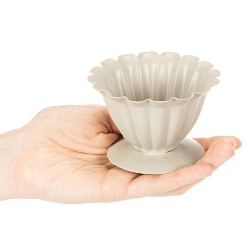 Dubuo, taurė, gėlės taurelė, kreminės spalvos dekoracija, 9 cm | Floristik24.lt