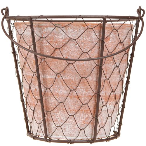 daiktų Keraminio gėlių vazono krepšelio rankena metalinė ruda Ø18cm