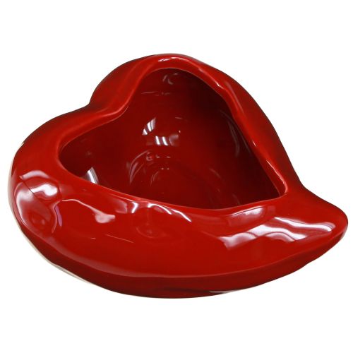 Floristik24 Keraminės dekoratyvinės širdelės raudonas dubuo blizgus 13×15×6,5cm 2 vnt