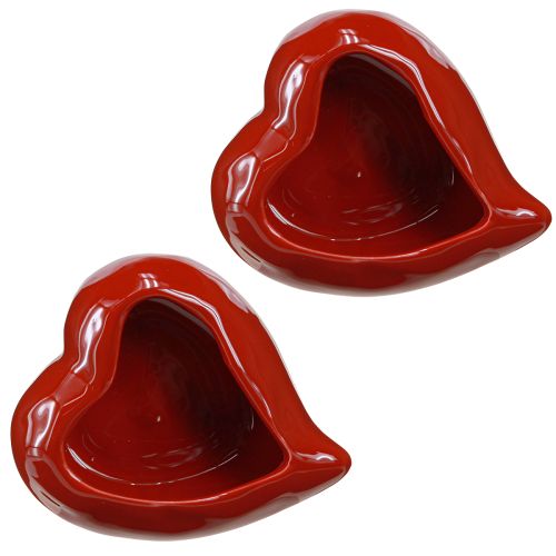 daiktų Keraminės dekoratyvinės širdelės raudonas dubuo blizgus 13×15×6,5cm 2 vnt