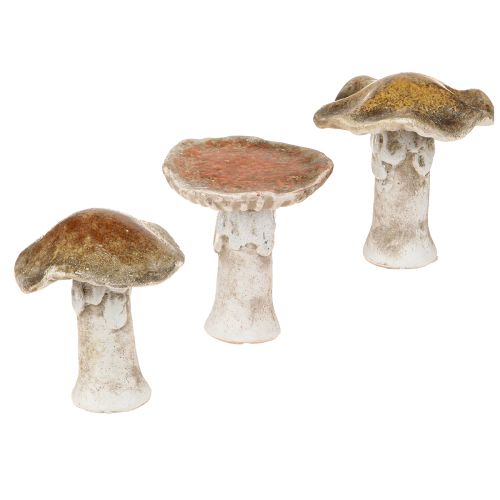 Keraminiai dekoratyviniai grybai stalo dekoracijai, raudonai rudi, geltoni, aukštis 6 cm, 6 vnt.