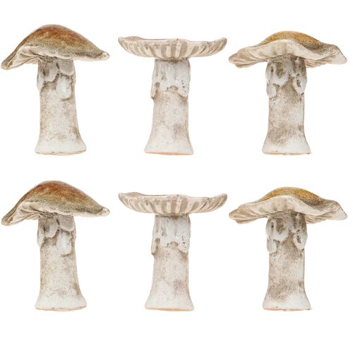 daiktų Keraminiai dekoratyviniai grybai stalo dekoracijai, raudonai rudi, geltoni, aukštis 6 cm, 6 vnt.