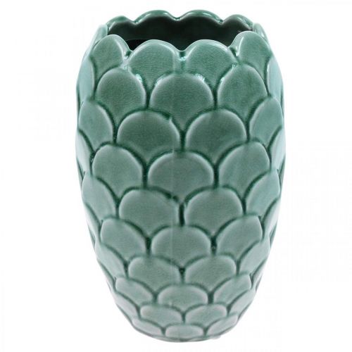 Keraminė gėlių vaza Vintage Green Crackle Glaze Ø15cm H22cm