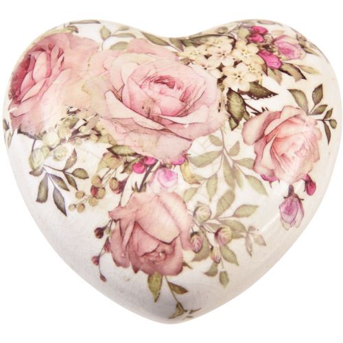 daiktų Keramikinė dekoratyvinė širdelė su rožėmis keramika stalui 10,5cm