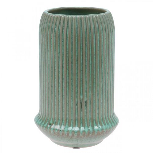 Keraminė vaza su grioveliais Keraminė vaza šviesiai žalia Ø13cm H20cm