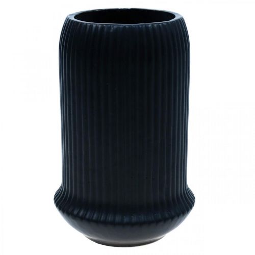 Keraminė vaza su grioveliais Juoda keraminė vaza Ø13cm H20cm