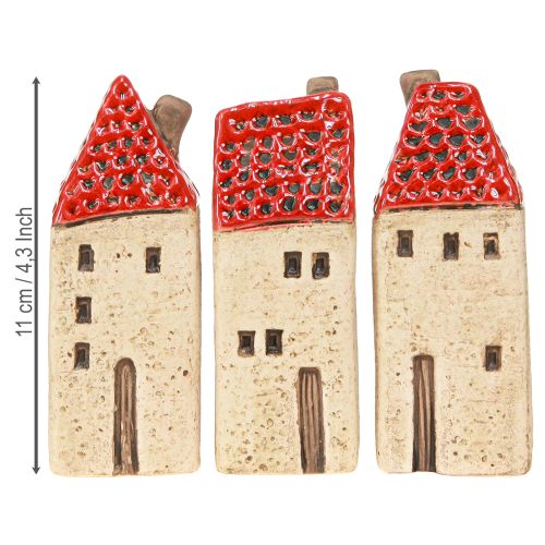 daiktų Keraminiai nameliai stalui, keraminiai nameliai, aukštis 11 cm, 3 vnt.