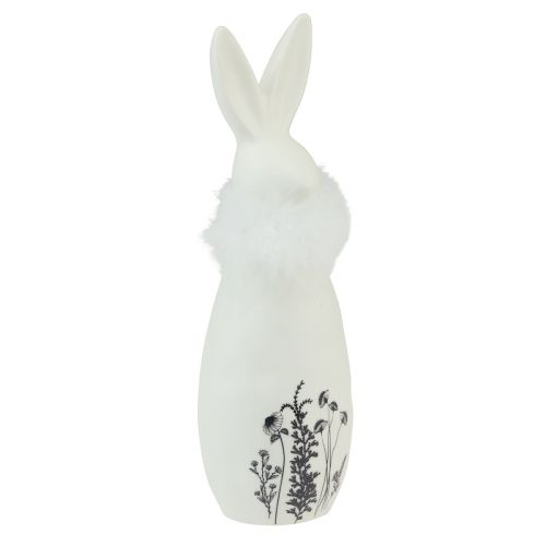 daiktų Keramikiniai zuikiai balti triušiukai dekoratyvinės plunksnos gėlės Ø6cm H20,5cm
