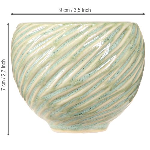 daiktų Keraminiai žalios spalvos spiralės dubenys Ø9cm H7cm 4vnt
