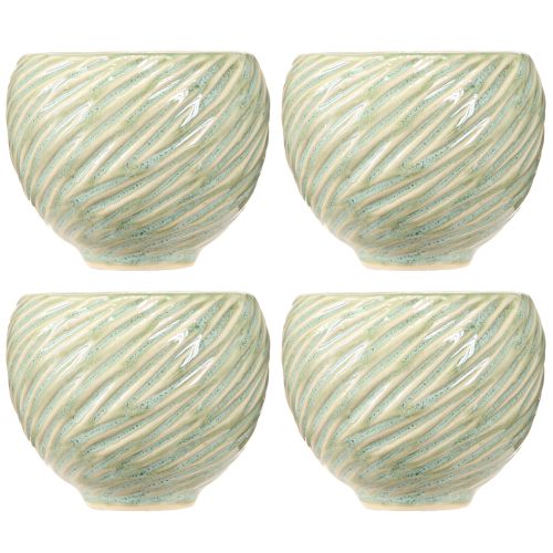 daiktų Keraminiai žalios spalvos spiralės dubenys Ø9cm H7cm 4vnt