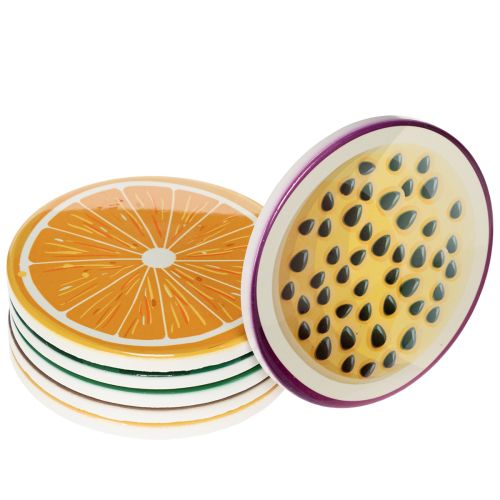 Floristik24 Vaisių padėkliukų rinkinys, vaisių raštas, stalo dekoracija, virtuvė ir svetainė, 10 cm, 6 dalys