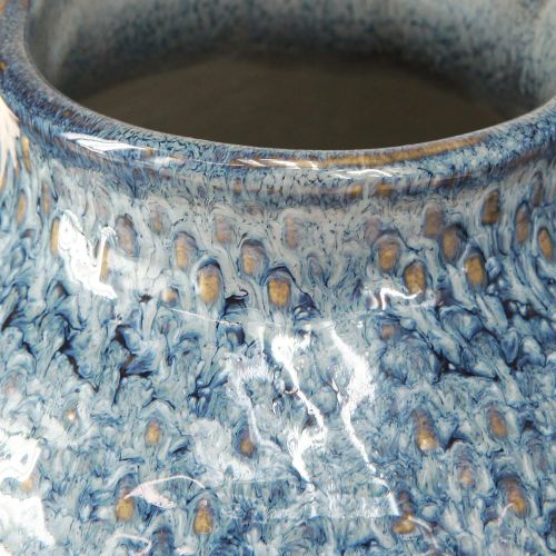 daiktų Keraminė vaza, glazūruota mėlynai ir baltai pinti, atrodo H18,5 cm