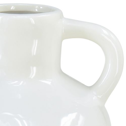 daiktų Keraminė vaza balta vaza su 2 rankenomis keraminė Ø7cm H11,5cm