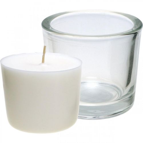 daiktų Žvakė stiklinėje Žvakių indelis vaško žvakė balta Ø9cm H8cm