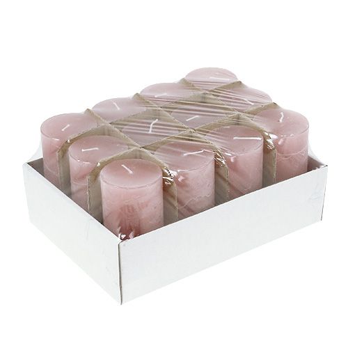 Floristik24 Žvakė sena rožinė 50mm x 100mm dažyta 12vnt