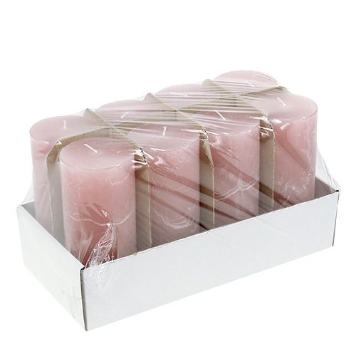 Floristik24 Žvakė sena rožinė 60mm x 140mm 8vnt