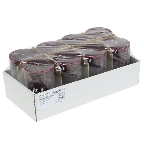 Floristik24 Žvakė 60mm x 100mm Burgundy 8 vnt