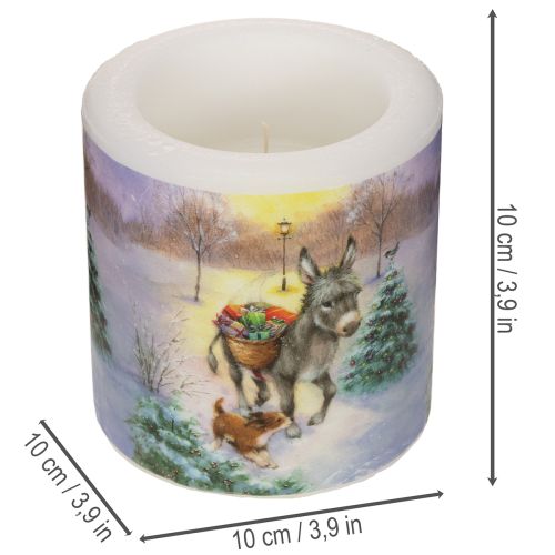 Žvakė su asilu ir šunimi, žiemos peizažas, 10 cm | Floristik24.lt