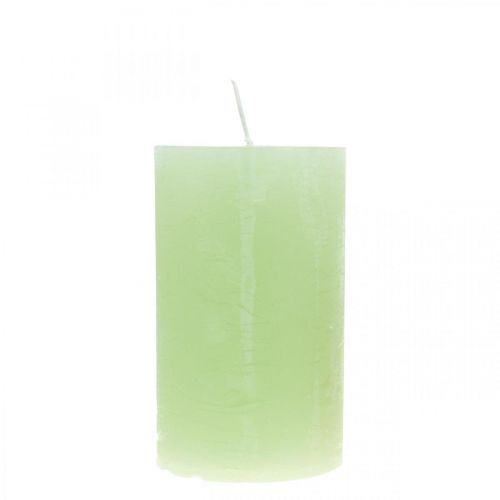 Stulpinės žvakės šviesiai žalios spalvos 60×100mm 4vnt