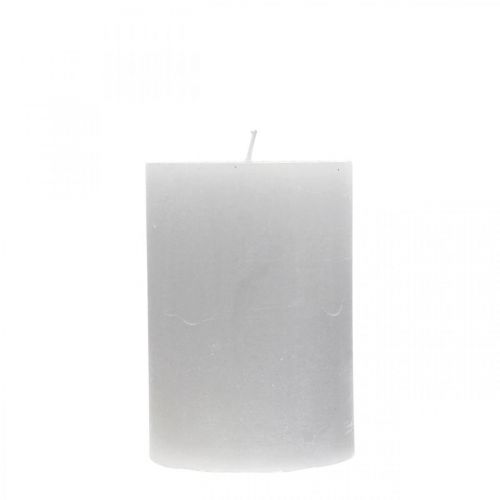 Floristik24 Stulpinės žvakės dažytos šviesiai pilkai 70×100mm 4vnt