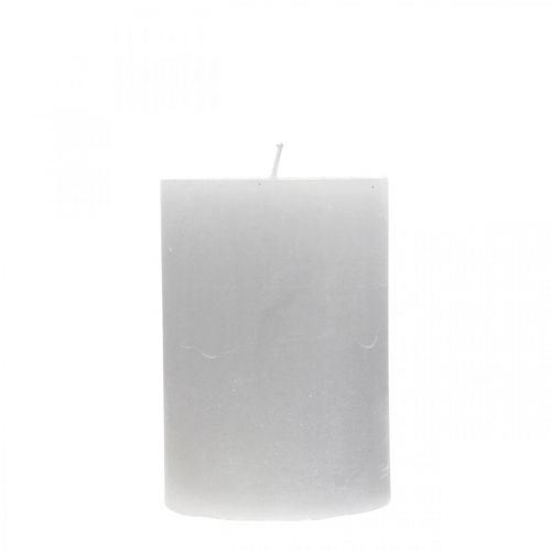Stulpinės žvakės vienspalvės šviesiai pilkos 70×100mm 4vnt