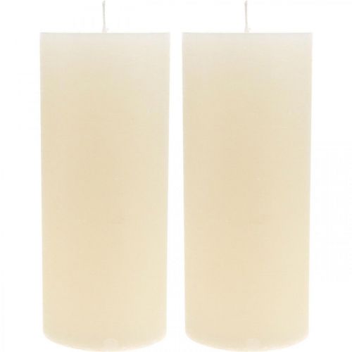 daiktų Stulpinės žvakės vienspalvės kreminės baltos 85×200mm 2vnt