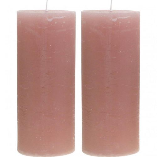 daiktų Stulpinės žvakės dažytos rožine spalva 85×200mm 2vnt